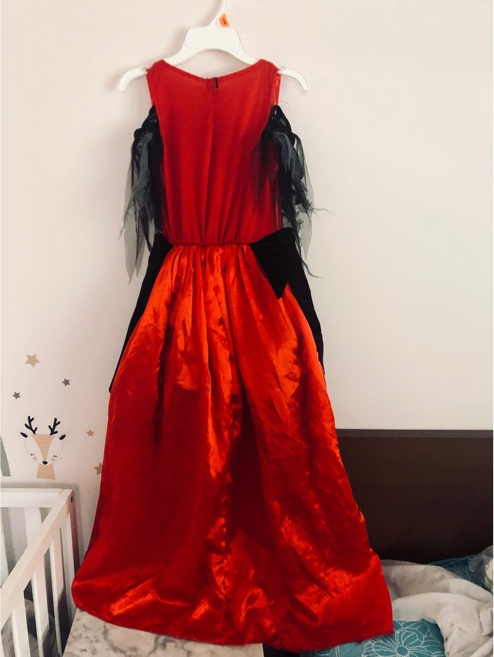 Vampire Gothic Queen Costume Kids Girl L (10-12) Red Black Halloween Cosplay - Picture 4 of 8